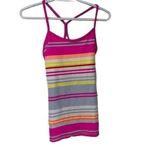 Lululemon power y pink multi stripe tank top